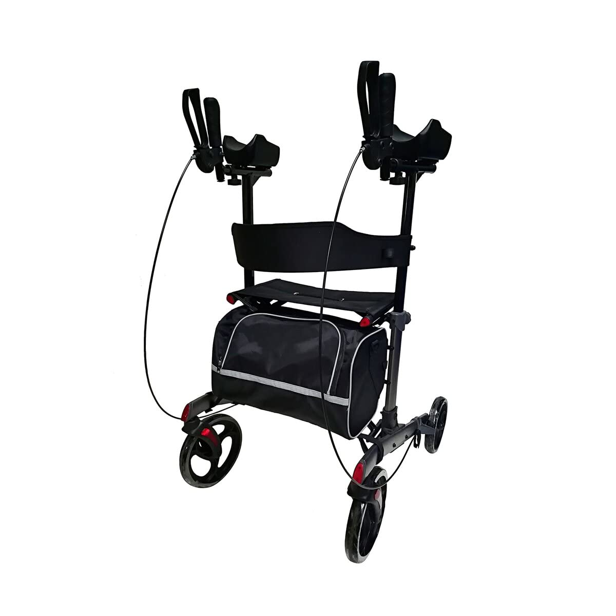 Rollator z nakładką na zapalenie stawów, rollator do zapalenia stawów z wyściełanym podłokietnikiem | powierzchnia siedziska, lekko kierowana, składana, w zestawie torba i uchwyt na kijki