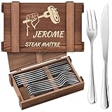 Cadeau pour homme qui a tout : Vous ne devez plus perdre de temps à chercher le cadeau idéal ! Offrez un couteau steak inox, idéal comme cadeau pour papa ou cadeaux anniversaire homme. Avec un couteau viande de qualité et des couverts à steak, offrez l’élégance et la précision à chaque repas !