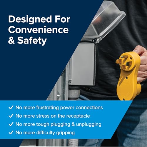 Camco Power Grip Electrical Offset Adapter - 50 amp to 30 amp RV Power Adapter - Offset Design to Relieve Cord Stress (55135) by Camco - Image 3