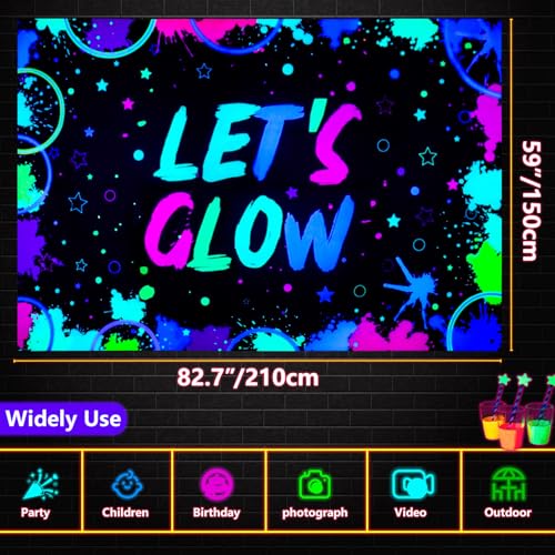 Fondo fotográfico Glow Neon cumple 7x5ft multicolor miniatura 3