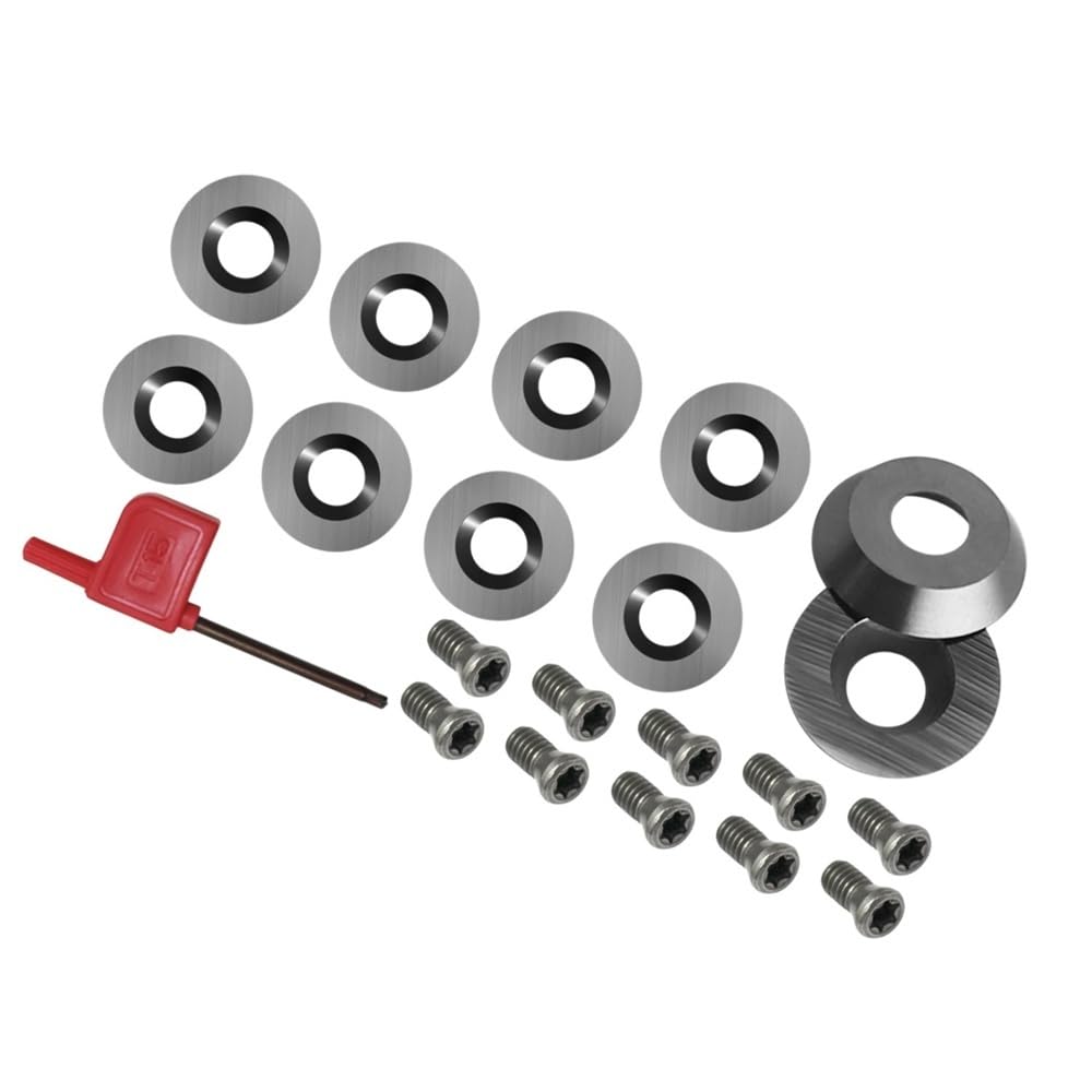 Llmwfa One Color 1 Set Carbide Turning Inserts 30 Degree With Screws Spanner Kit, Woodworking Lathe Tool Round Cutters(12X2.5mm)