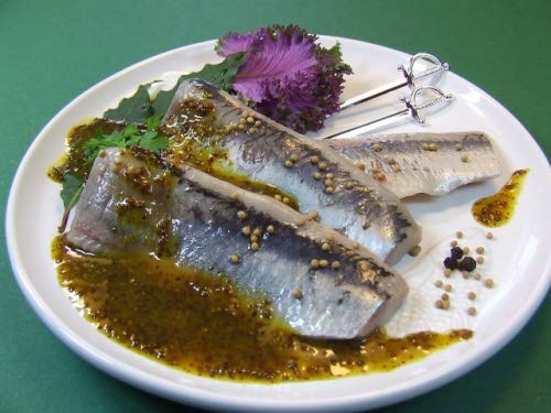 Senf-Honig Matjesfilets - Matjes Hering enzymatisch gereift - schmackhaft, mild gesalzen, fest im Biss, in leckerer Senf-Honig Sauce - 2000 Gramm