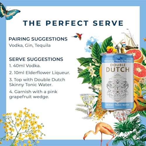 Double Dutch Skinny Tonic Water (24 X 150Ml Cans) - Low Calorie, Diet Tonic Water For Gin And Cocktails |Gluten Free, Vegan Friendly Soft Drink Perfect Mixer - 5