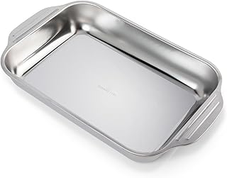 GOURMET MIX - Travessa Inox 33x19cm para Servir – Aço Inoxidável Durável, Perfeita para Uso Dom
