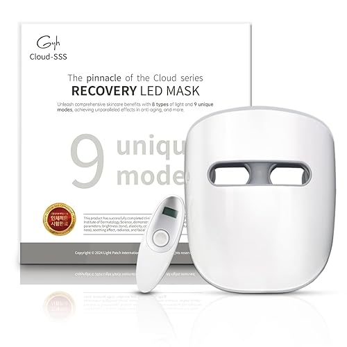 GYH 8-Color LED Face Mask Light Therapy, Red Light Therapy for Face, FSA/HSA Eligible, Wireless High Dose Green, Blue, Infrared Light Therapy Mask for Skin Care & Anti-aging, Cloud-SSS (RB-081)