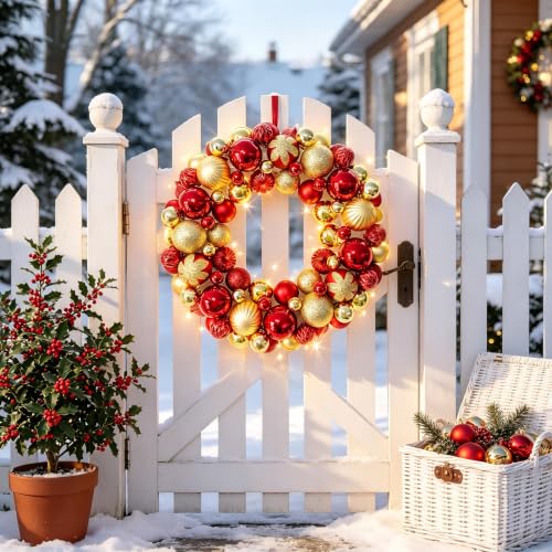 Couronne de Noël boules incassables pour porte sans risque de casse
