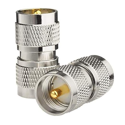 Eightwood UHF Male PL259 to UHF Male PL259 RF Adapter 2-Pack for CB Ham Amateur Radio, Radio Antenna