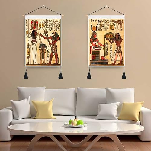Kikidor Pack Of 2 Egyptian Tapestry Ancient Pharaohs Hieroglyphic Cool Mythology Egypt Gods Carvings Historical Abstract Inspiring Esthetic Wall Hanging Dining Room Living Room Dorm Decor 19.7*13.8 Inch Sgqyyki31 #TOP1