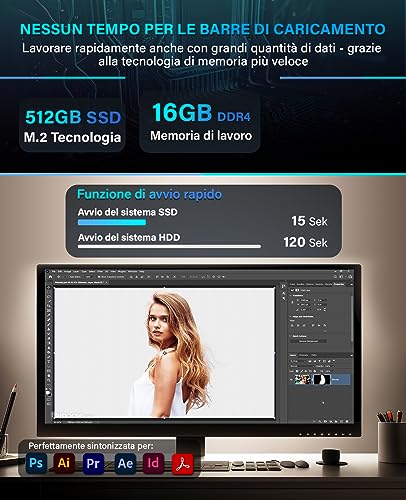 ® Multimedia V2 PC fisso Intel Core i7 10700 8 Core - Desktop veloce + computer per ufficio con 4,8 GHz, RAM da 16 GB - Disco SSD da 512 GB - DVD+RW - USB3.1 - Wi-Fi, incl. Windows 11 Pro - PC Desktop - Immagine 3