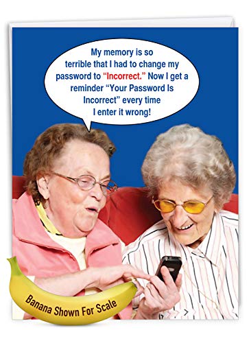 Nobleworks - 1 Big Funny Card For All Occasions (8.5 X 11 Inch) - Blank Stationery Notecard, Old Lady And Grandma Humor - Incorrect Password J9912K #TOP7