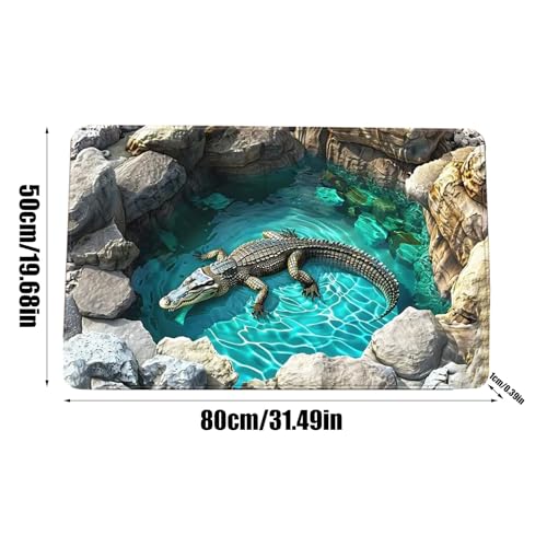 Tapis de sol antidérapant peluche 3D illusion d'optique flaque d'eau pour douche et bain - 6