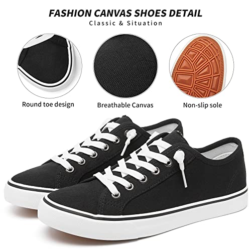 Women Canvas Sneaker Slip On Non Slip Casual Shoes Lace Up Canvas Low Top White Shoes Loafers For Women Fashion Black Sneaker #TOP1