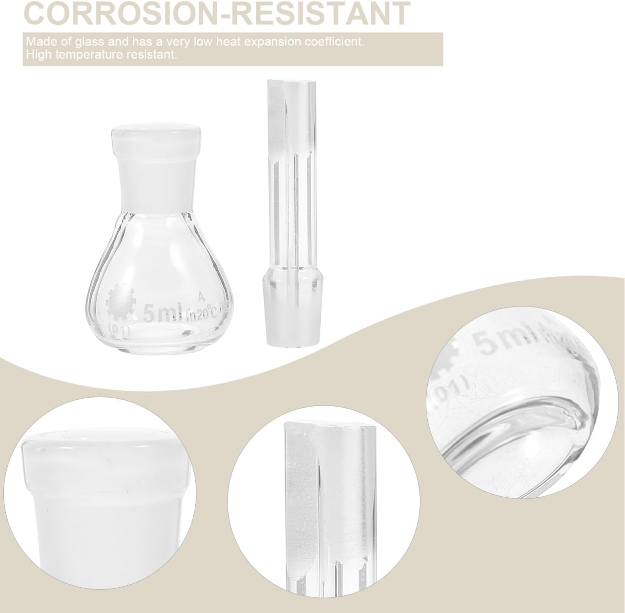5Ml Glass Pycnometer Specific Gravity Bottle with Perforated Stopper Lab Glassware for Accurate Density Measurement and Reagent Storage