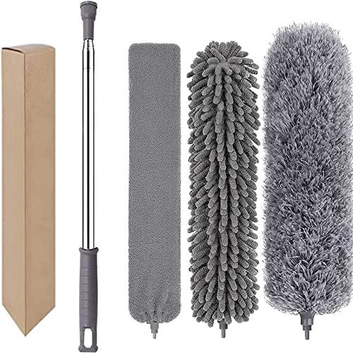 Plumero Atrapapolvo Extensible - Kit 62 Piezas (60 Toallas Desechables + 2 Mangos), Limpia Polvo Y Pelusas Sin Levantar Residuos
