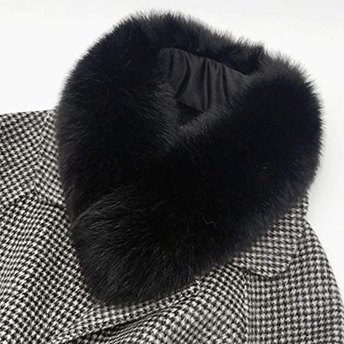 Women Fashion Solid Color Faux Fox Fur Scarf Collar Winter Soft Warm Neck Warmer Wrap Black2