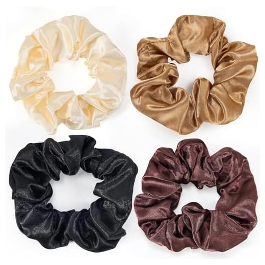 4 Pcs elásticas para el pelo de seda, para mujer, en diferentes colores, ideales para todos los tipos de cabello y el día a día