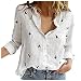 T shirt casseroles chemisiers imprimés longues femmes casual manches femme chemises moulantes haut, Blanc., L