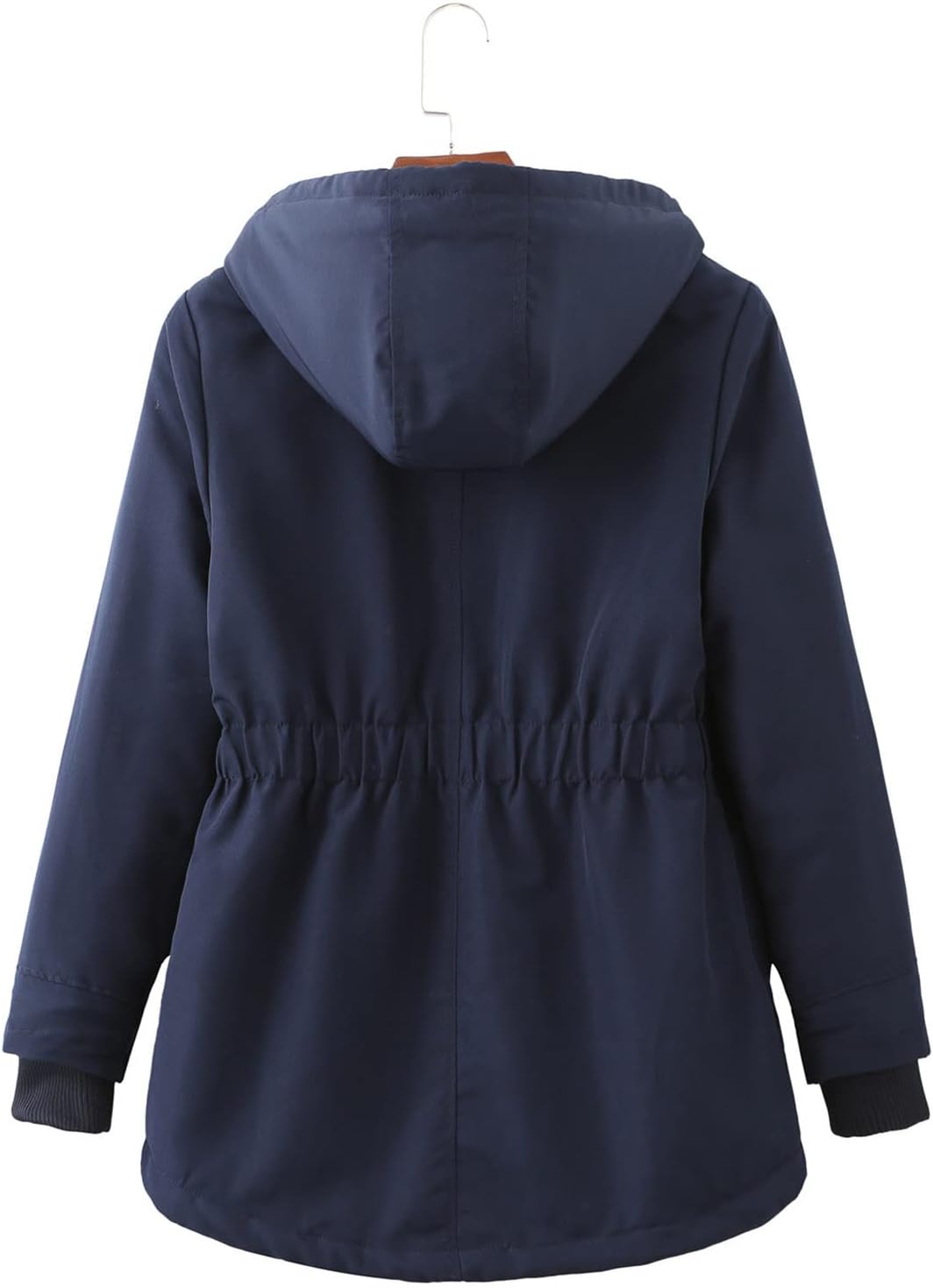 tuduoms Women's Winter Thickened Parka Jacket Warm Sherpa Military Anorak Jacket Hooded Drawstring Snow Ski Cotton Jacket