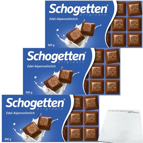 Schogetten Edel-Alpenvollmilch Schokolade 3er Pack (3x100g Packung) + usy Block