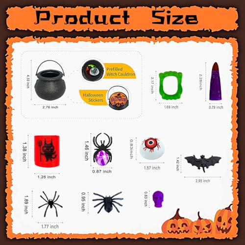 CZWXOXO 288 PCS Halloween Mini Witch Cauldron Set - 24 Pack Miniverse Halloween Plastic Black Cauldron With Spider, Bat, Skull, Trick or Treat Toys in Bulk Halloween Party Favor Toys Bulk by CZWXOXO - Image 6