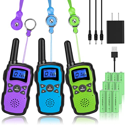 Wishouse Walkie Talkies For Kids Adult Long Range Rechargeable 3 Pack,Boy Wearable Walky Talky Set 2 Way Radio With Usb Charger Battery,Camping Games Toy Birthday Xmas Gift For Girl Children Family #TOP18