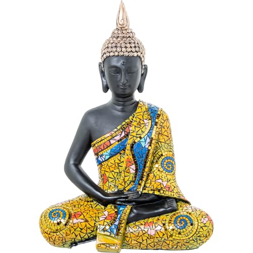 Bouddha mosaïque couleurs statue résine 41 cm grand format objet déco zen - 2