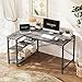 Huuger L Shaped Desk, 47 Inches Computer Desk with Reversible Storage Shelves, for Gaming Corner Home Office Writing Study, Metal Frame, Gray