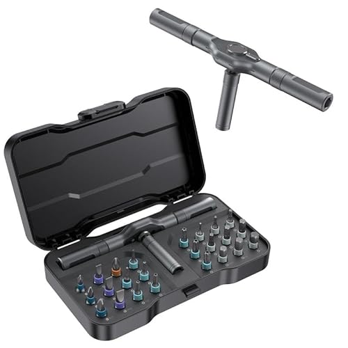 SEESE 24 in 1 DlY Screwdriver Set,1 Set SwitchableScrewdriver Shape Magnetic Screwdriver Set,Compact and Portable Ratchet Screw0driver SetHome Repair Tool Box