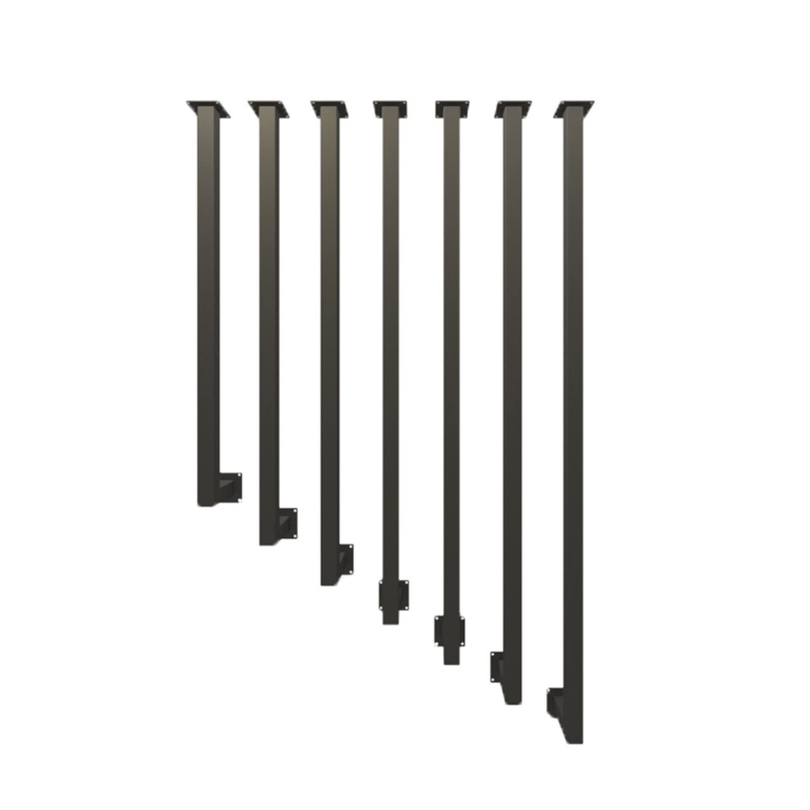 Square Railing Post Metal Iron Post Deck Stair Handrails for Indoor Steps Ceiling Mounted Pipe Handrail, Metal Sturdy Load-Bearing Capacity - 1Pc (Color : Black, Size : 125cm(4.1ft))