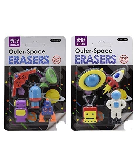 WingsCreations Pack of 9 Pcs Outer Space Erasers for Kids Stationery for Boys Robots Space Craft, Accessories Women Wallet Bag for Kids Navratri Kanjak Dussehra Diwali Festival Party Theme Birthday Return Gift. (B0C55RZLNR) Amazon Price History, Amazon Price Tracker