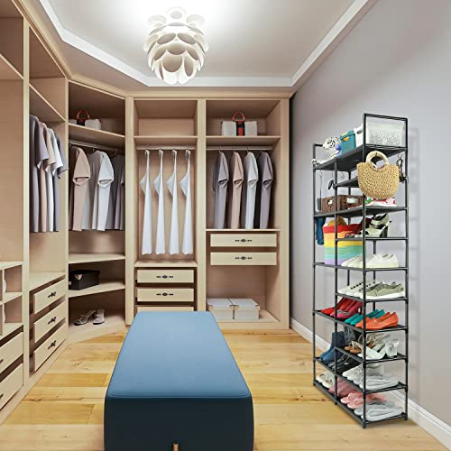 Lnyzqus 10 Tier Tall Shoe Rack Boots Organizer, Black Large Shoe Shelves Shoe Stand For 30-36 Pairs,Vertical Stackable Shoe Organizer Sturdy Shoe Tower For Garage Bedroom #TOP6