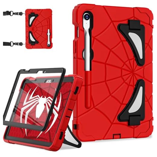 Nitupai Capa para Galaxy Tab S9 FE 10,9 polegadas/Galaxy Tab S9 11 polegadas, capa à prova de choque para crianças com protetor de tela alça de ombro para tablet Samsung S9 FE/S9 versão 2023, vermelho