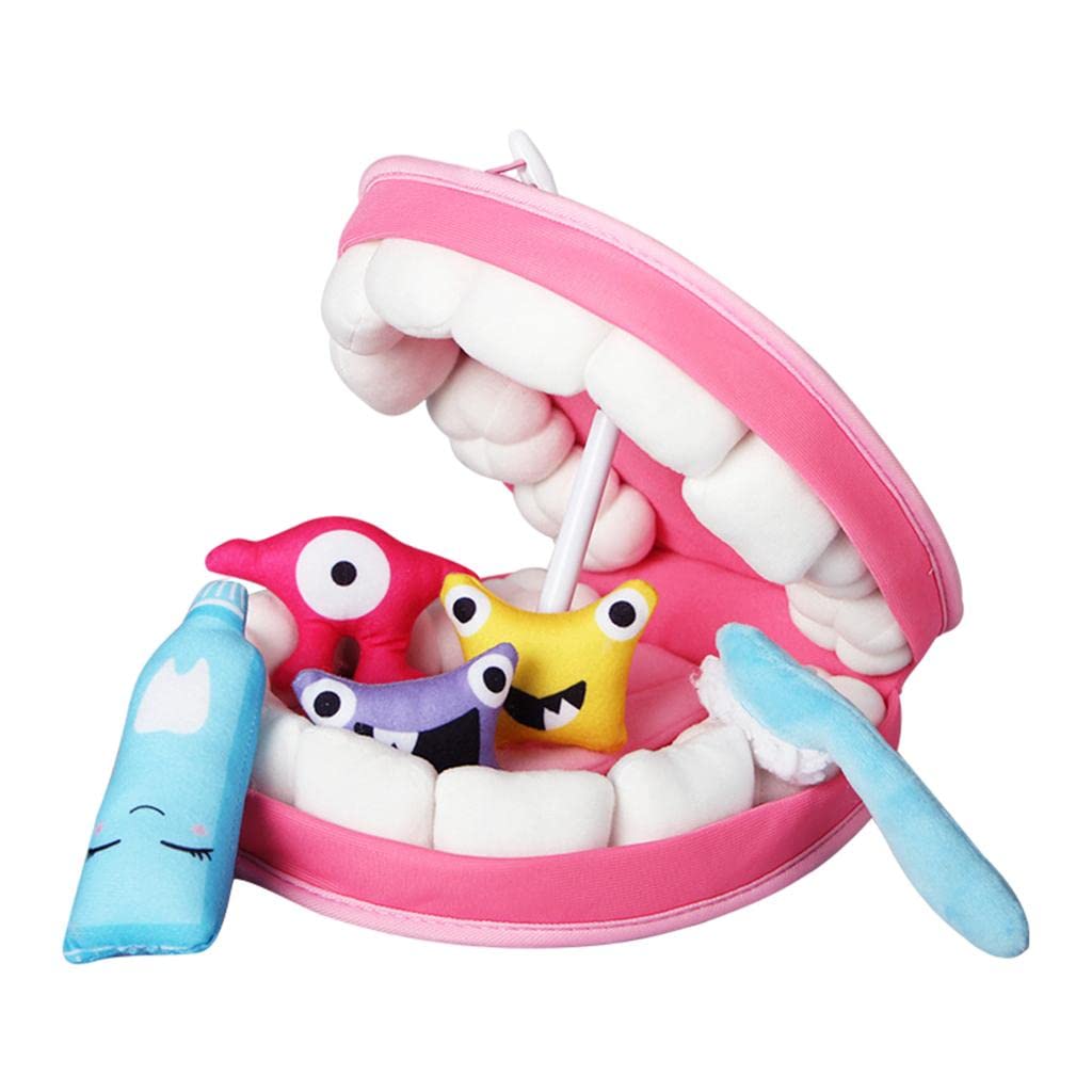 Qianly 25 Pièces Jouets Brosse à Dents Modèle Éducatif Simulation Soin des Dents pour Enfants Matériau Peluche Adapté à l'Apprentissage à la Maison