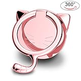 Phone Ring Holder,Cat Cell Phone Finger Ring Grip Stand Holder Kickstand, 180° Flip 360° Rotation Universal Smartphone Ring for iPhone X 8 8 Plus 7 7 Plus, Samsung Galaxy, Note, PSP (Cat1-Rose Gold)