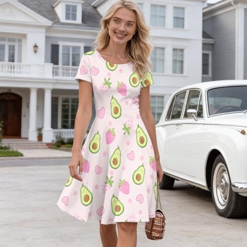 Image of AFPANQZ Womens Casual Summer Lightweight Vintage Dress Short Sleeve Midi Dress Knee-Long Luxury Formal Dress