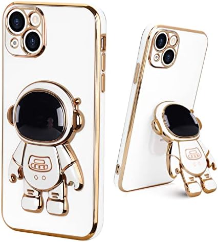 Pepmune Compatible with iPhone 13 Case Cute 3D Astronaut Stand Design Camera Protection Shockproof Soft Back Cover for Apple iPhone 13 Phone Case White