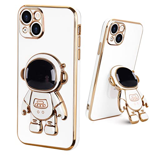 Pepmune Compatible With Iphone 13 Case Cute 3D Astronaut Stand Design Camera Protection Shockproof Soft Back Cover For Apple Iphone 13 Phone Case White #TOP21