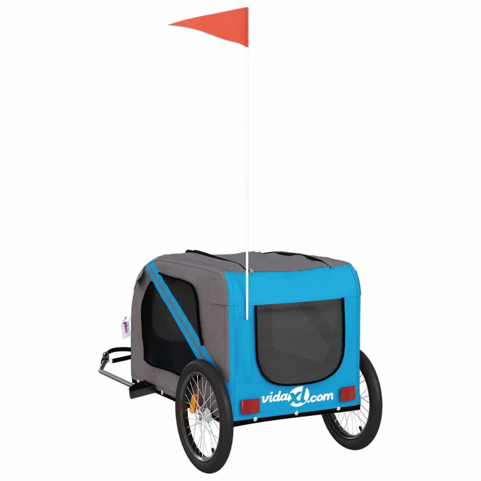 BaraSh Remolque de Bicicleta para Perros Hierro Tela Oxford Azul Gris Carro para Bicicleta