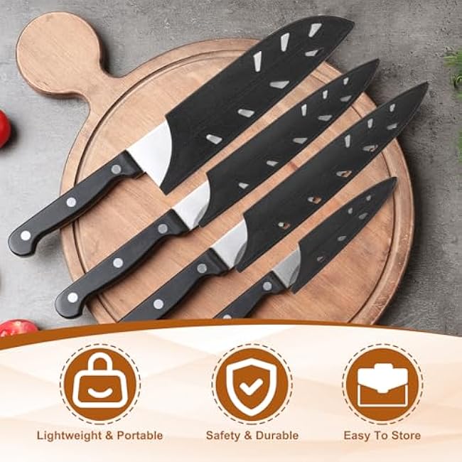 PATIKIL ABS Safety Knife Cover Sleeves for 5 Santoku Knife, Universal Chopping Edge Guard Blade Protector Sheath for Kitchen Bar, Black, 12.7cm L, Pack of 2