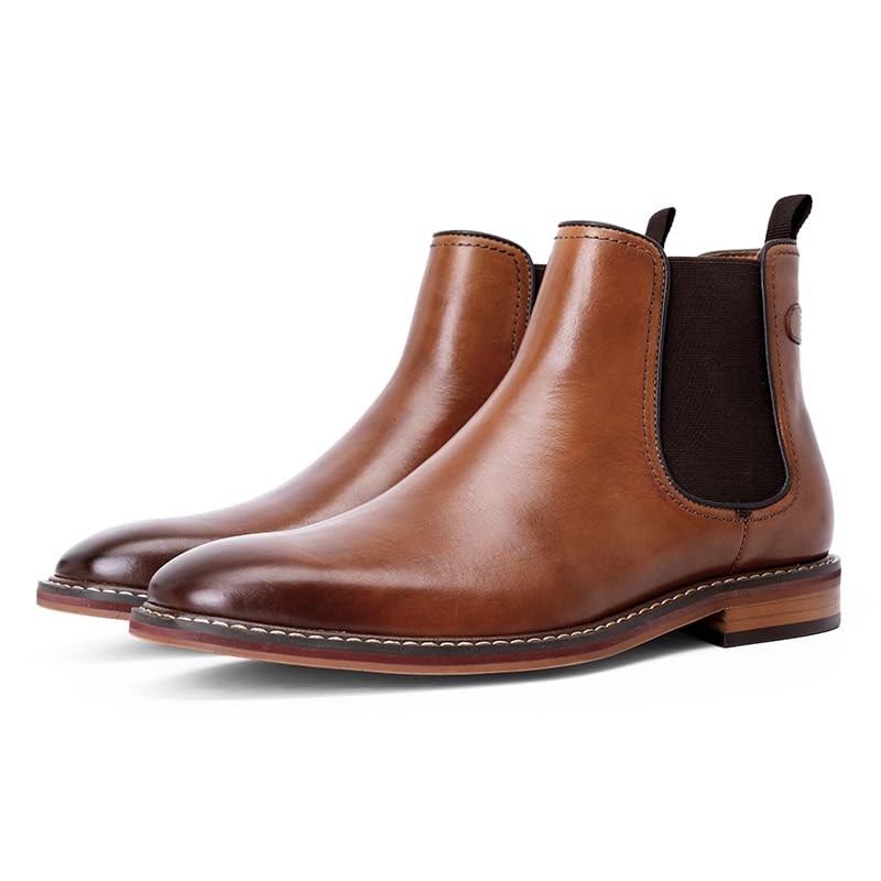 Image of DESAI Men's Chelsea Boots, Handmade Genuine Leather Dress Shoes, Slip On Formal Footwear Booties