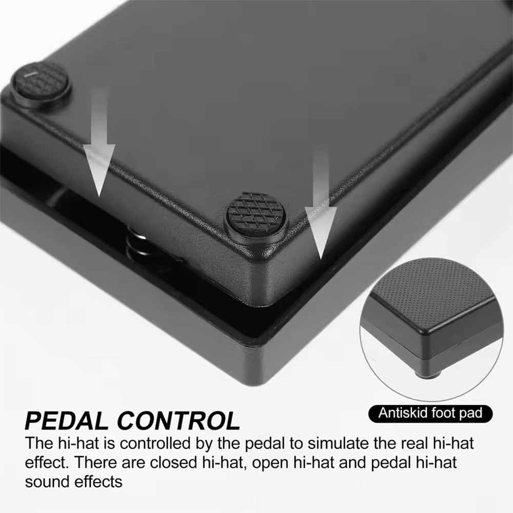 NEWFUN Batteria Elettronica Adulti e Bambini, 7 Drum Pad in Silicone con Mazzette e Pedale, Portatile e Pieghevole, Nero