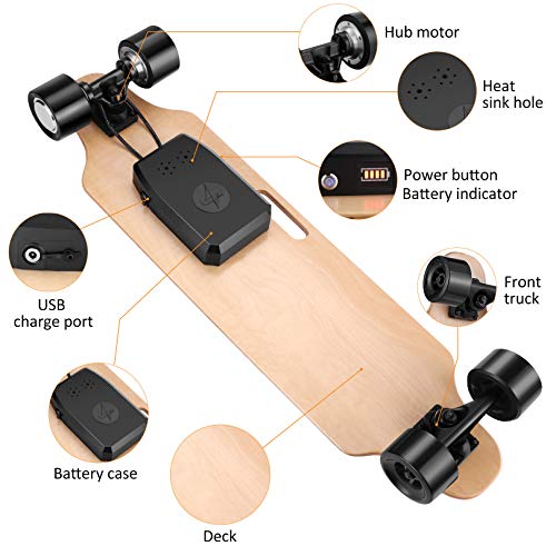 Caroma Elektro Longboard 90cm mit Fernsteuerung, 25 km/h, 700W Doppelmotoren - 4