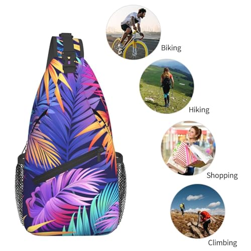 Mochila bandolera ligera de hojas tropicales coloridas miniatura 6
