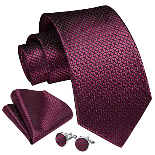 Image of Enlision Mens Ties Stripe Tie and Pocket Square Set Classic Formal Woven Neckties Handkerchief Cufflinks Wedding
