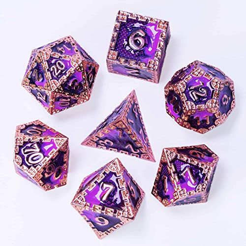 Dados de metal DND el regalo ideal de rol con diseño escala de dragón 6