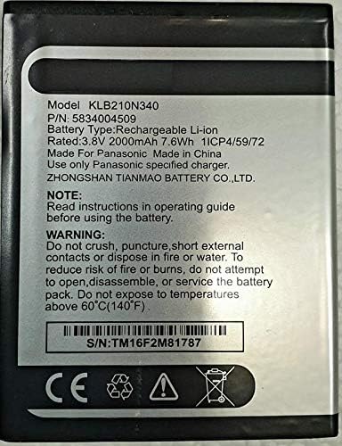 Sagar Trading Compatible Battery for PANASONIC ELUGA I2 4G Panasonic P71 4G Volte KLB210N340 2000mAh