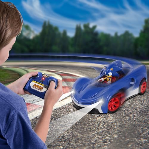 Image of NKOK Team Sonic Racing 2.4GHz Radio Control Toy Car with Turbo Boost - Sonic the Hedgehog 601, Features Working Lights, Adjustable Front Wheel Alignment, Super Fun and Easy, Ages 6 and up