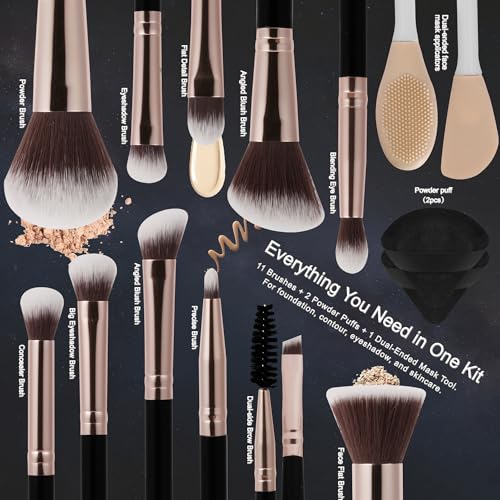 Save 50% on HEDIVIA Black Makeup Brushes Set - 14 Pcs Professional - Image 3