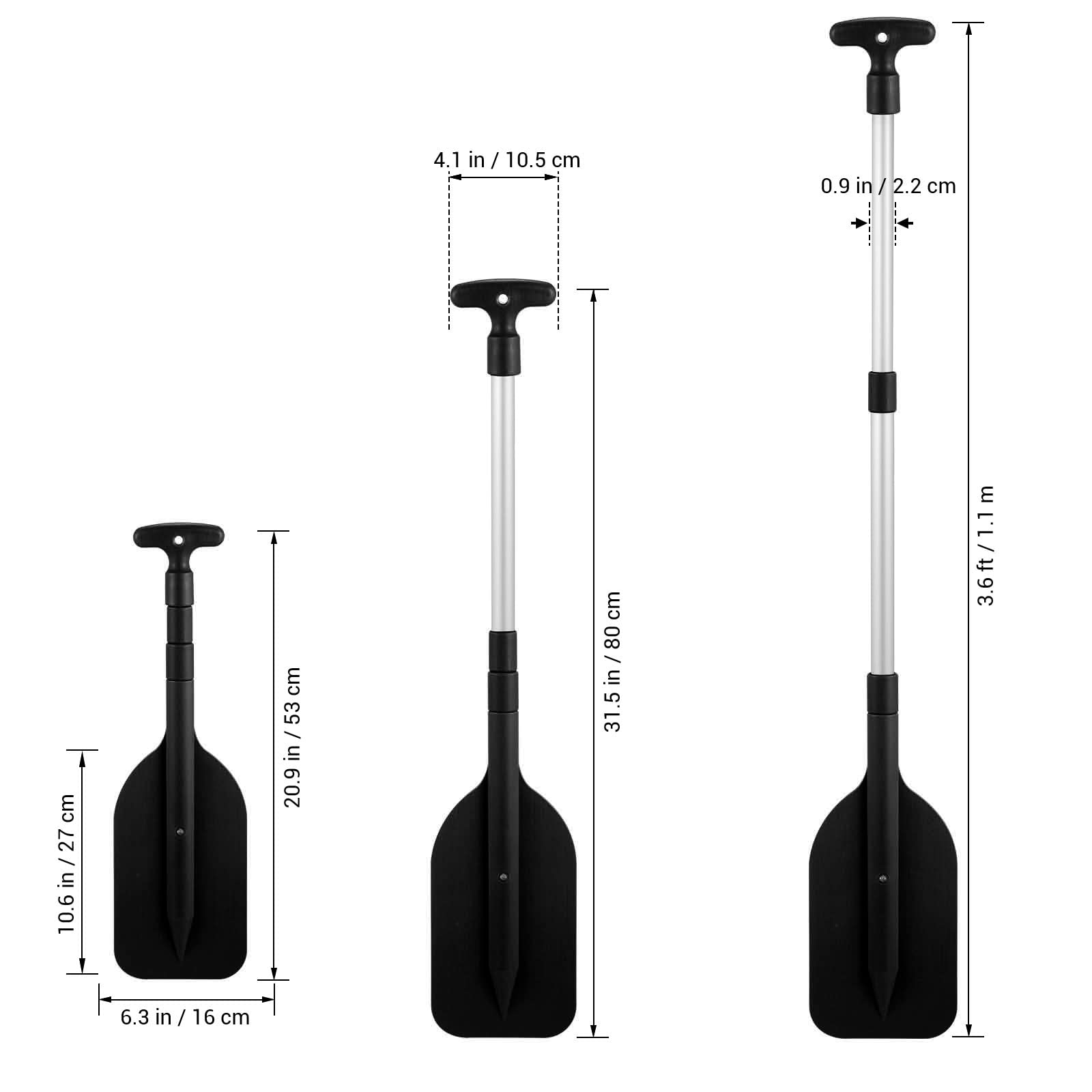 LIOOBO Lot de 2 rames télescopiques en alliage d'aluminium et plastique pour kayak