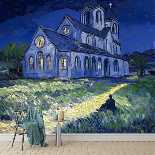 Peinture église française Auvers pour masquer un mur blanc sans travaux